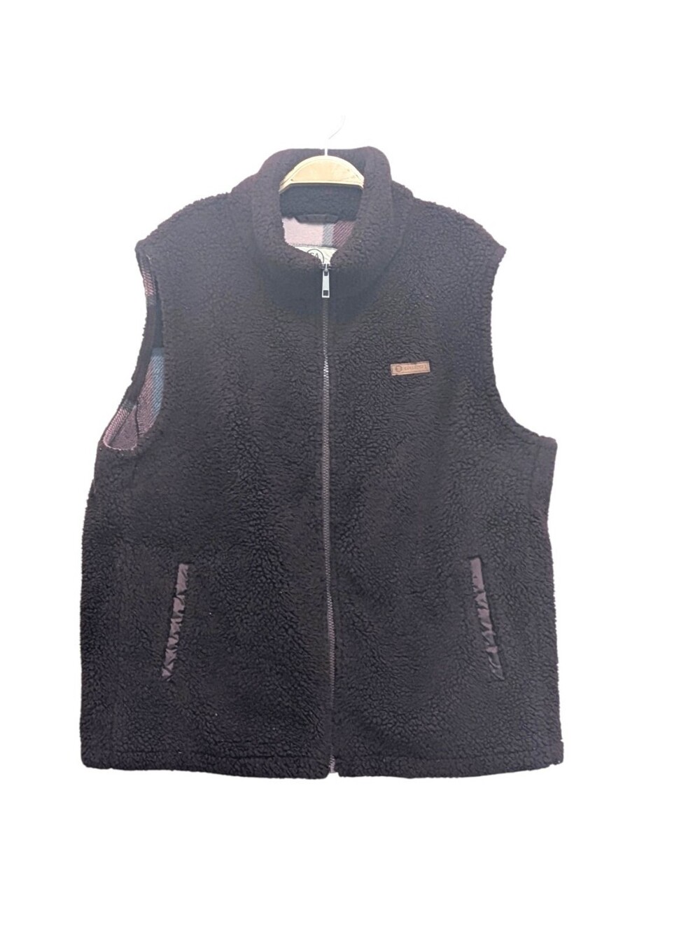 SAGE Collective Burgundy Fleece Cozy Plaid Lined  Sleeveless Vest XL - Picture 2 of 9